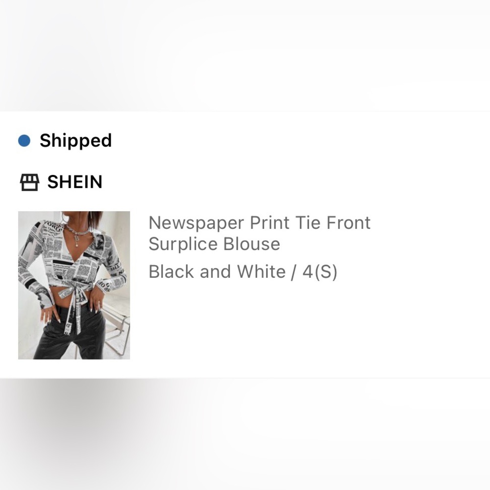 SHEIN front tie newspaper top